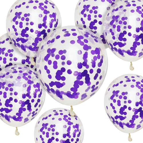 Violette Konfetti-Luftballons, 50 Stück, 30,5 cm, Party-Luftballons, starke dicke Ballons für Geburtstag, Kinderparty, Hochzeiten, Babypartys, Events, Dekorationen, Zubehör (violette Konfetti-Ballons)