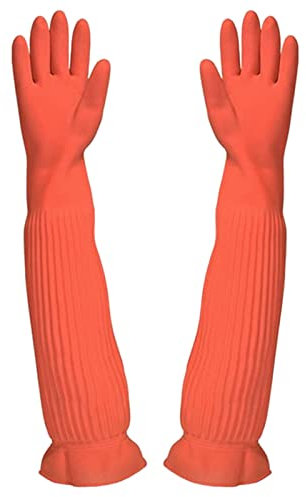 Aznever Wiederverwendbare Reinigungshandschuhe, Lange Gummihandschuhe, wasserdichte Haushaltshandschuhe, Küchengeschirrspülhandschuhe für Gartenmalerei zu Hause