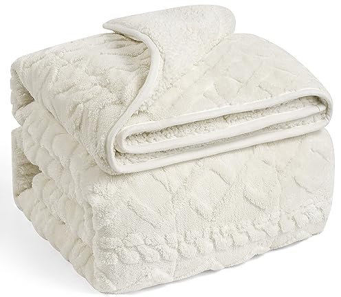 Wemore Gewichtsdecke für Erwachsene, Doppelbettgröße, 9 kg, doppelseitig, weich, flauschig, Jacquard, Sherpa, gewichtete Decken, Überwurf, gemütliche, flauschige, schwere Strickdecke für Bett und