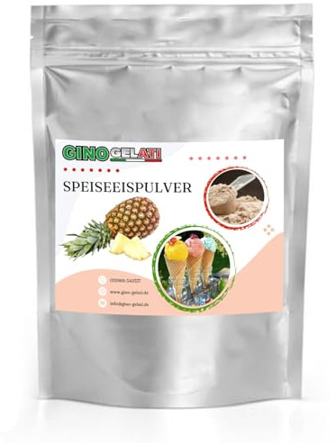 Gino Gelati Ananas fruchtiges Eis Speiseeis Pulver 1 Kg, verschiedene Geschmackssorten, schnelle und einfache Zubereitung, für Gastronomie und private Küche, Made in Germany