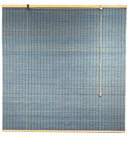 ZHUOZ1T Bamboo Roller Blinds,Made To Measure Blinds,95% Blackout Blinds,Roman Roller Shades,Breathable/Sun Protection/Privacy,for Indoor,Outdoor,Width × Height (95cm x 140cm,Blue)