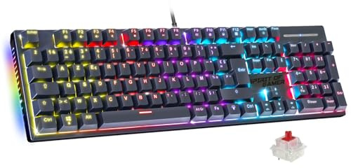 Spirit Of Gamer - XPERT K250, Clavier Gamer Mecanique AZERTY Swtich Rouge, 17 Modes de Rétroéclairage RGB, Technologie N-Key Rollover 26 Touches Antighosting, Connexion Filaire, 2 Switchs Inclus, Noir