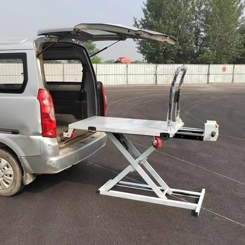 Piattaforma Elevatrice Elettrica (Altezza Di Sollevamento 38,6) - Portata 300 Kg, Carrello Elevatore Idraulico (Batteria 48 V/10 Ah) + 4 Ruote, Carrello Idraulico Elevatore