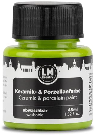 LM-Kreativ Keramikfarbe 45 ml - Grn - Splmaschinenfest. Glas- und Keramikfarbe, ideal zum Tassen und Keramik Bemalen, Kreative Projekte auf Glas und Porzellan