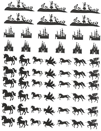VOSAREA Diy Unicorn Silhouette Cards for Mason Jar Lights, 60pcs Paper Cards Set, Creative Fairy Decoration for Home Garden Party and Wedding