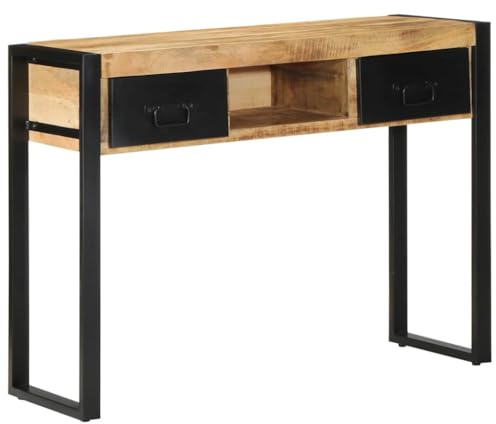 vidaXL Konsolentisch 100x35x75 cm Raues Massivholz Mango, Sofatisch, Ablagetisch, Tisch, Flurtisch, Dielentisch, Wandtisch, Flurkonsole