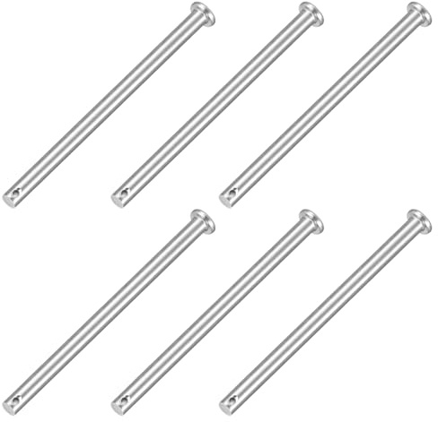 QUARKZMAN 6 Stück Steckbolzen Einloch Gabelbolzen 6 x90 mm Splintstift Flachkopf verzinkter Stahl Lochbolzen