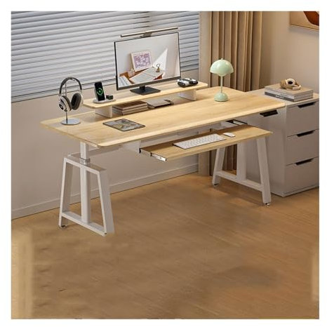 WFchenj222-6 Moderner Computertisch, Intelligenter elektrischer Hubtisch Büro Computertisch Stehtisch for Zuhause Gaming-Tisch Schreibarbeitsplatz(Yellow,120 * 60 * 66-95CM)