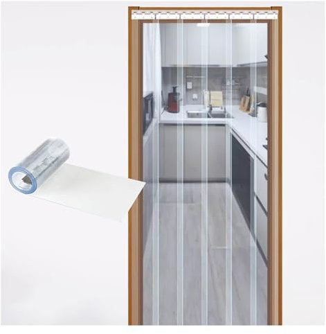 Rideau de porte en PVC transparent pour terrasse et cuisine Isolation phonique 120 x 235 cm