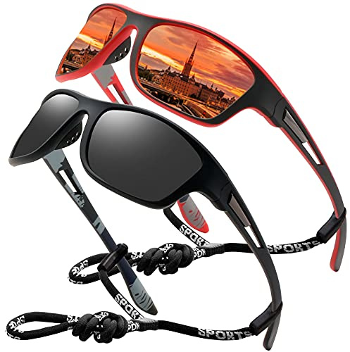 Perfectmiaoxuan Occhiali da sole polarizzati per uomo donna ciclismo montagna trekking guida pesca arrampicata sportivi cordino Notturna Antiriflesso Guida