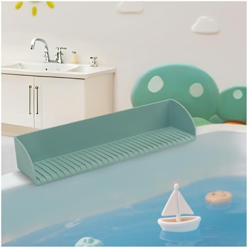 LAHAQIQI Silikon-Spüle Spritzschutz für Waschbecken & Badewanne mit 4 Saugnäpfen für Küche und Bad, Spielzeug Aufbewahrung für Kinder(Aqua, 1 Stück)