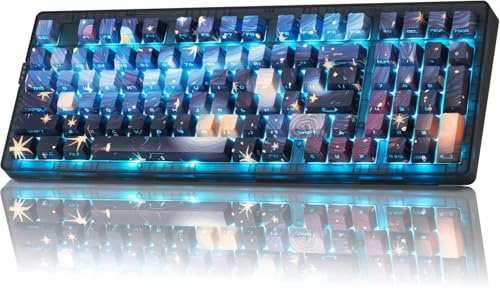 ZORNHER ZH980 Clavier mécanique 95%, Clavier Creamy Bleu avec pavé numérique, Touches PBT Sublimation thème Nuit étoilée, switchs linéaires Creamy, Remplacement à Chaud, RGB