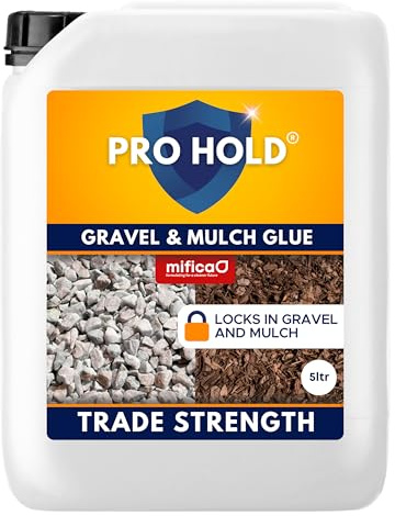 Mifica Pro-Hold Gravel Glue 5L - Stone, Pebble & Mulch Glue Resin Binder | Gravel glue and resin binder - locks garden stones, pebbles, shingle and bark mulch in place, ready to use