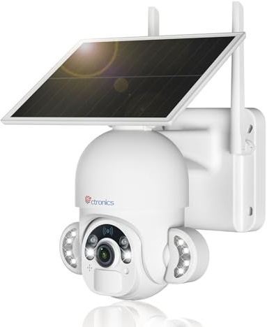 Ctronics Überwachungskamera Aussen WLAN mit 6W Solarpanel, 3K 5MP HD | WLAN-Kamera mit PIR- & Personenerkennung, 10 LED Lights & Farbnachtsicht, FTP, Zwei-Wege-Audio,Kompatibel mit PC/Smartphone