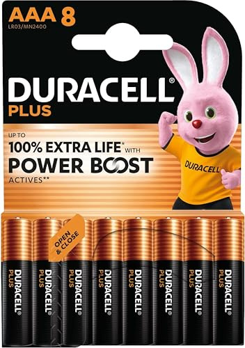 8X Duracell AAA Plus Power Boost Fino al 100% di Durata Extra (1 Blister Da 8 Batterie) 8 Pile Mini Stilo (LR03/MN2400)