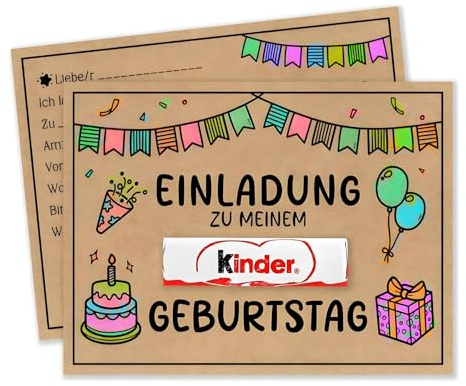 15 Einladungskarten Kindergeburtstag Kraftpapier Jungen Mädchen zum Ausmalen DIY kreative Geburtstagseinladungen Partyeinladungen inkl 15 Briefumschlägen (1)