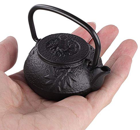 Mini hervidor de té de hierro fundido, hervidor de té de hierro de 50 ml Mini hervidor de té japonés con mango de té retro retro decorativo para el hogar