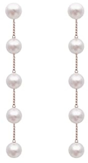 Perle Tropfen Ohrringe, Ohrringe Perlen, Gold Baumeln Perlenohrringe,Langkette Perlenohrringe, Hängend Schmuck, Weiß Süßwasserperlen, Wasserfest Hypoallergene Für Frauen Und Mädchen