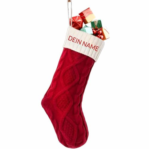 Generisch Weihnachtsstrumpf mit Namen 46cm Große Nikolausstrumpf Personalisiert Weihnachtssocken zum Aufhängen, Christmas Stocking zum Befüllen, Familie Weihnachtsstrümpfe für Party Weihnachtsdeko