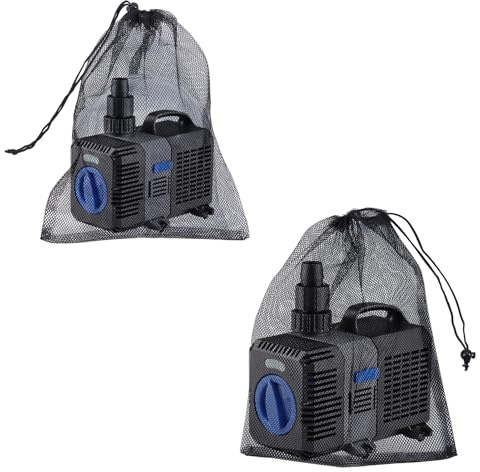 NICENEEDED 2 PCS Pond Pump Cover, Pond Pump Filter Bags Black Media Large Pump Mesh Bag, 11.8 x 15.7 Inch Pump Barrier Bag for Outdoor Water Ponds Filters