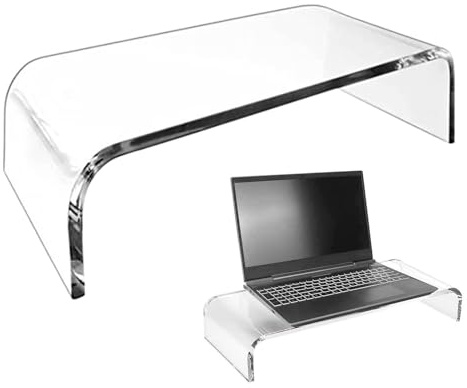 Generisch Desk Monitor Stand – Supporto per monitor in acrilico trasparente per computer portatile | Stile da tavolo – Organizer da scrivania per memorizzare PC, schermo, laptop, monitor del computer