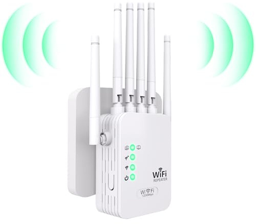 Amplificateur WiFi 1200Mbps Bi-Bande, Répéteur WiFi 6 Antennes, Ethernet | Streaming 4K et gaming fluides sur plus de 900 m². 3 modes polyvalents, installation rapide pour maison et bureau
