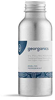 Georganics Whitening Oil Pulling Mouthwash - Peppermint - Plaque-Reducing Coconut Oil Blend - 100% Natural Ingredients - SLS, Glycerine & Fluoride Free - Cosmos Organic, Vegan & Cruelty-Free - 100ml