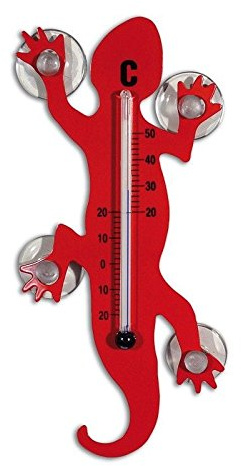 Thermomètre Intérieur Extérieur à Ventouses Lézard Gecko 11,2 x 13,2 cm rouge - Un thermomètre pour voir la température de chez soi