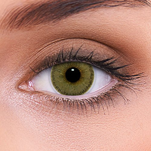 LENZOTICA 2 Stück (1 Paar), Sehr stark natürlich deckende braune Kontaktlinsen farbig NATURAL HAZEL + Behälter, DIA 14.00, mit Stärke, 3 Monatslinsen, mit Sehstärke, -5.00 Dioptrien, Soft Lens