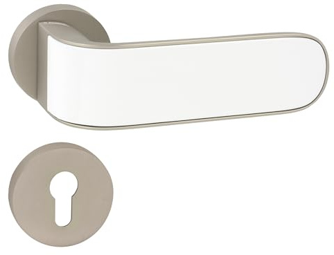 domino Türgriff ZONE-R M91/WHITE PZ-Profilzylinder Drückergarnitur für Zimmertüren Türdrücker-Set Rosetten-Garnitur Türbeschläge