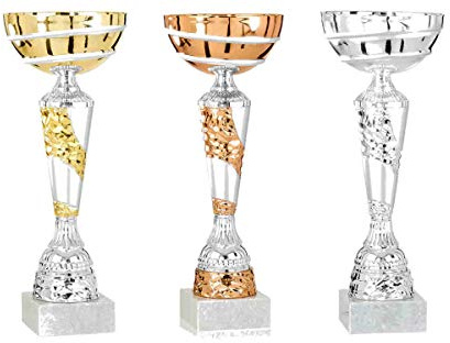S.B.J - Sportland Pokal Silber mit Bronze mit edlen Verzierungen ca 31 cm.