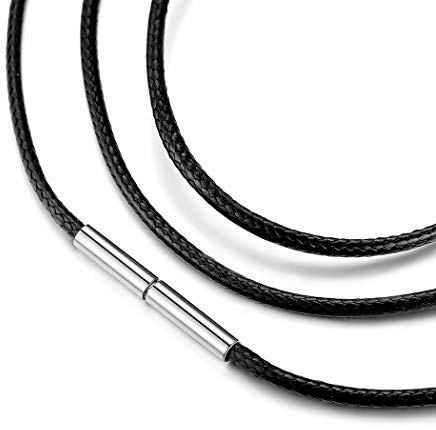 Suplight Collana Caucciù Uomo Nero Collana Uomo in pelle larghezza 2mm lunghezza 40-76 cm Ricambio per Pendente con Confezione Regalo