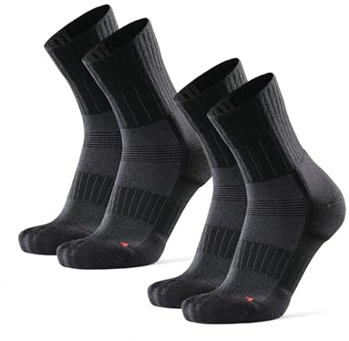 DANISH ENDURANCE Calze da Corsa in Lana Merino, Calzini Tecnici, Traspiranti, Anti-vescica, Uomo e Donna, 2 Paia, Nero, EU 43-47