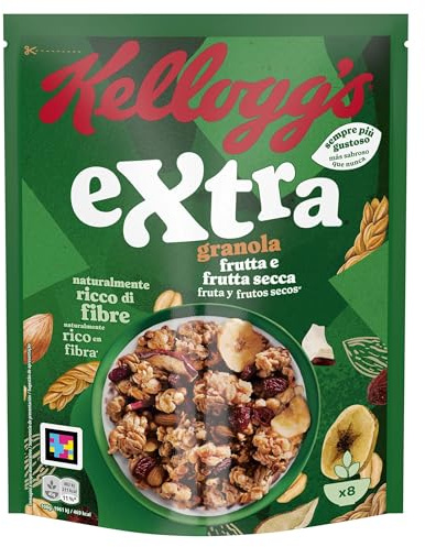 Kellogg's Cereali Extra | Gusto Frutta e Frutta Secca | Granola con Avena Croccante | Confezione Singola da 375g (1 x 375g)