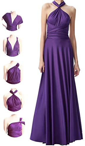 Vestidos infinitos para damas de honor, vestidos de invitada de boda para mujer, vestido cruzado de talla grande, vestidos largos convertibles multiposición, Púrpura, Talla única