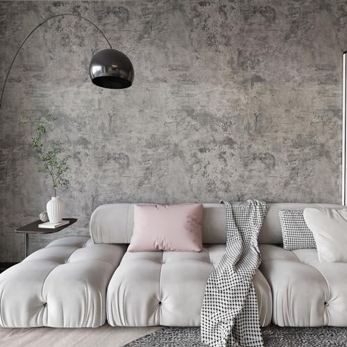 BAYYA 24x354 inch Gray Concrete Wallpaper Roll Peel Stick Grey Textured Thick Contact Paper Vinyl Cement Look Wall Paper Matte Rustic Industrial Waterproof Self-Adhesive DIY Sticker
