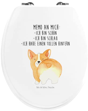 Mr. & Mrs. Panda Motiv WC Sitz Corgi Po - Geschenk, Toilettendeckel, Motivation, Hundespruch, Spruch, Tierliebhaber, Hundemama, Corgie, Klobrille,