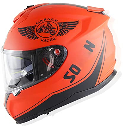 RYDZCLH Integralhelm Motorradhelm Herren Erwachsener Flip-Up Helm Damen Klapphelm Mopedhelm Sturzhelm Modular-Helm Rollerhelm ECE-Zugelassen Jet Motorrad-Helm Mit Sonnenblende,Orange,XL