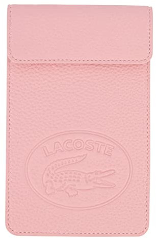 Lacoste Étui de téléphone portable à rabat en cuir (100 % cuir de vachette), 12 x 19 cm, rose (J11), Taille unique