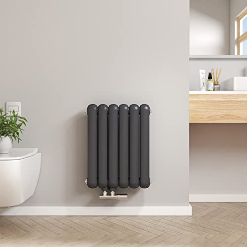 Heilmetz® Design Heizkörper Horizontal 550 x 440mm Anthrazit Röhrenheizkörper Doppellagig Seitenanschluss Heizung für Wohnzimmer Badezimmer 573W