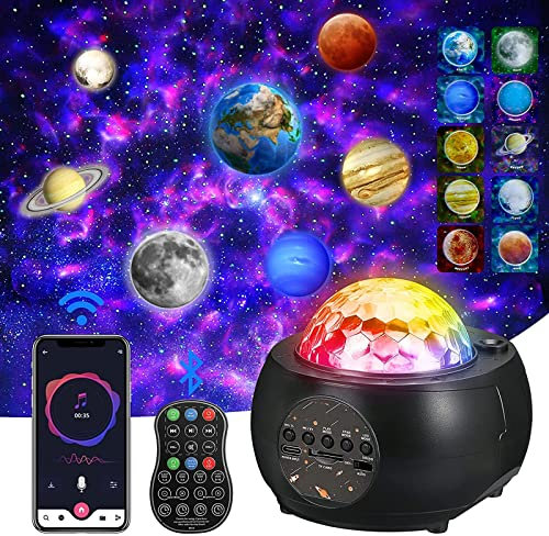 LTLWSH Planet Projector, Galaxy Projector, Popular Science Projector lamp, Starry Night Projector, Built-in Bluetooth Speaker, 65 Color and Light Modes for Children Adults, Space Gift
