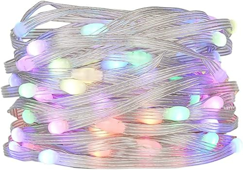 BTF-LIGHTING Individuell adressierbar Transparenter String Lichter WS2812B IC 5m 50LEDs DC5V Transparenter Draht IP67 Wasserdicht für Weihnachten Party Festival Dekoration | 5V Twinkle mit Farbe Chasing Firefly Lichter für Weihnachten IP65 Transparenter Draht für Party Hochzeit Festival Dekoration
