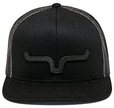 Kimes Ranch ATG Cap Leder dick gestanzte Hörner Bestickt Patch verstellbar Snapback Einheitsgröße Hut, Schwarz/Schwarz, Einheitsgre