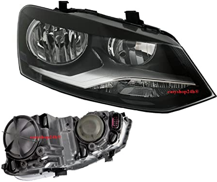 EASYSHOP24H Faro Fanale Proiettore Anteriore DX Destro Per Polo 6R da 2009 a 2013 H7 H7 Con Motore Regolazione Elettrica Gruppo Ottico Luce Fanalino
