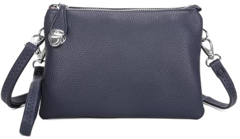 LeahWard Women's Hand Strap Clutch Bag, 3 Compartment Cross Body Bag, Small Soft Faux Leather Bag