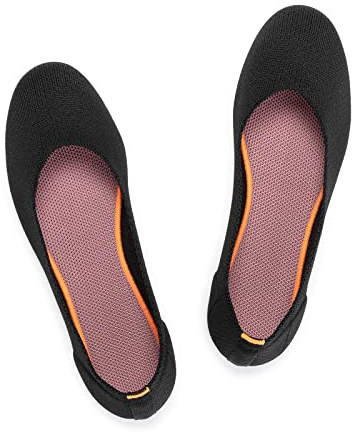 Frank Mully Ballerines Plates à Enfiler en Tricot pour Femme - Escarpins à Bout Rond, Noir, 37 EU