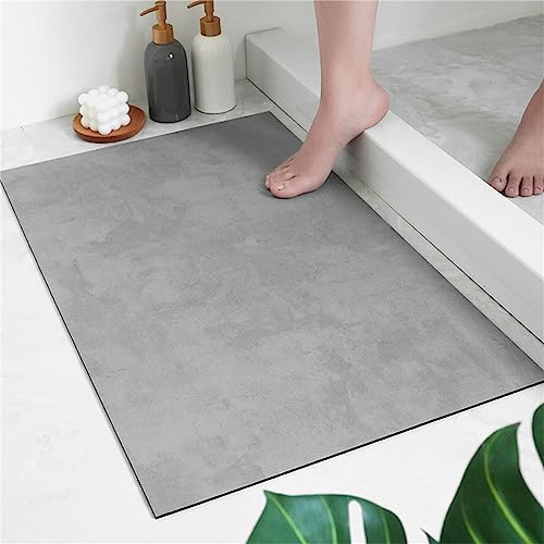 Tapis de Bain en Pierre de diatomite antidérapant et Anti-moisissure à séchage Rapide Tapis de Salle de Bain de Couleur Unie Tapis de Sol en Pierre de diatomée Absorbant Tapis en Forme d'éventail
