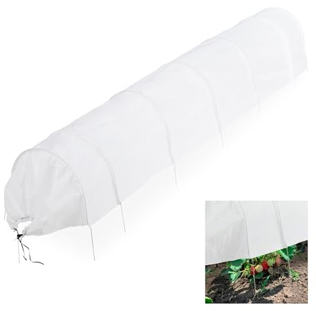 Relaxdays Serra per Orto con Archetti, Tunnel di 3,4 m, da Giardino, Protezione Piante da Uccelli e Parassiti, Bianco
