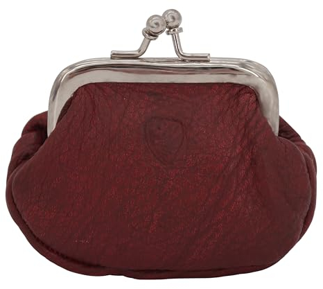 GERMANUS Geldbörse Baerbel mit Spangenverschluss, Portemonnaie für Damen aus Leder (Rot)