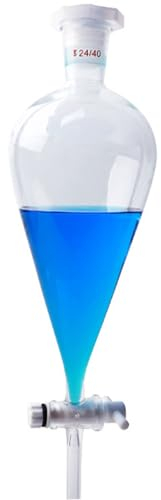 STJNFCY Embudo de decantación cónico Llave de Paso Vidrio borosilicato, Embudo de decantación Embudo de Laboratorio 60/125/250/500 Ml Embudo de decantación cónico Embudo,500ml/24/40